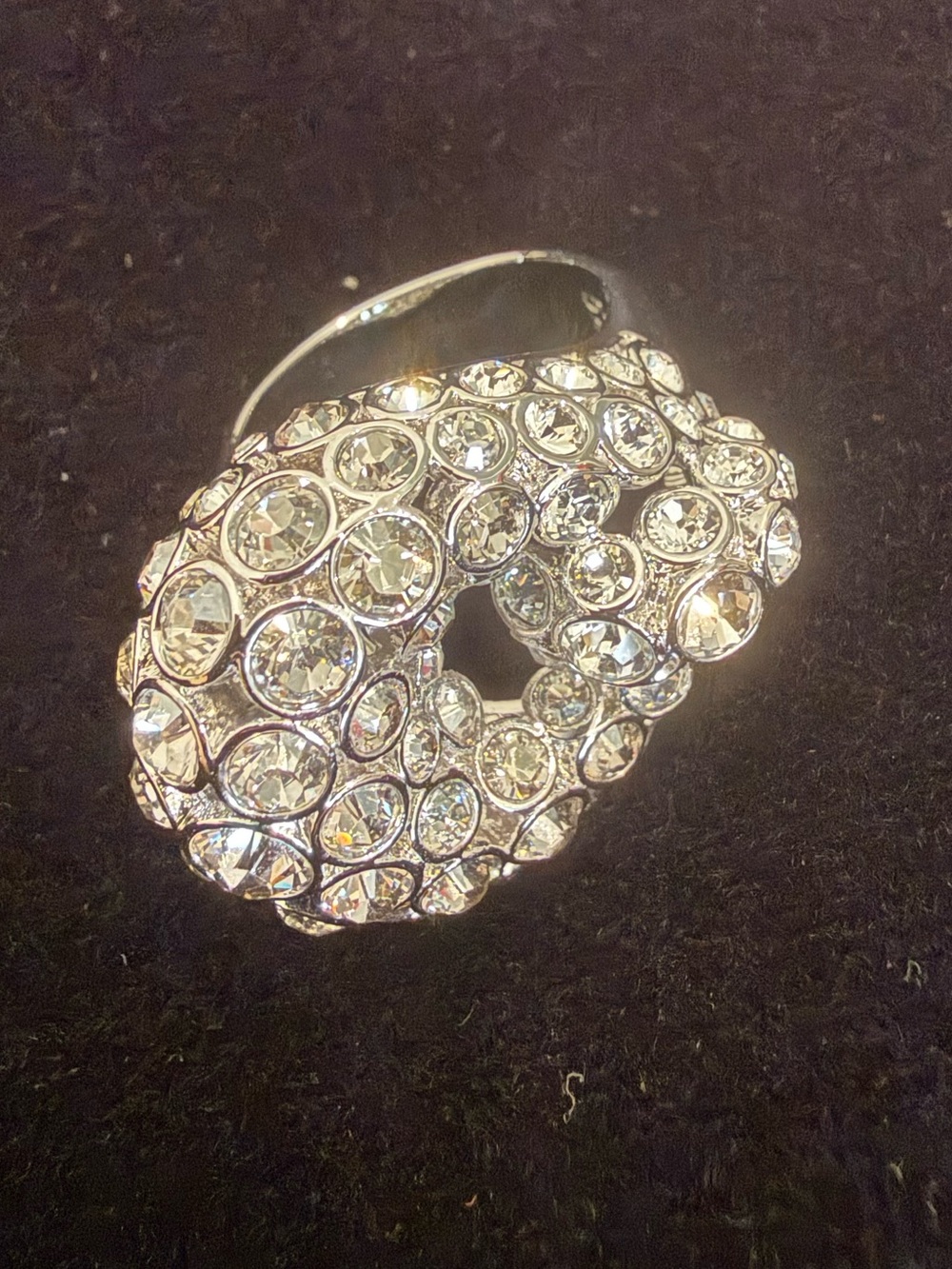 Swarovski Crystal Cluster Statement Ring - Clear Silver Tone